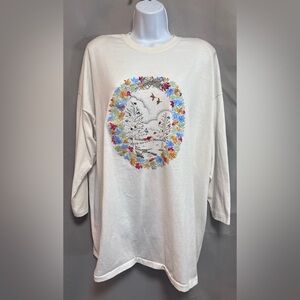 Decosport 3/4 Sleeve  Single‎ Stitch VTG 90s Women’s T-Shirt White Sz 50/50